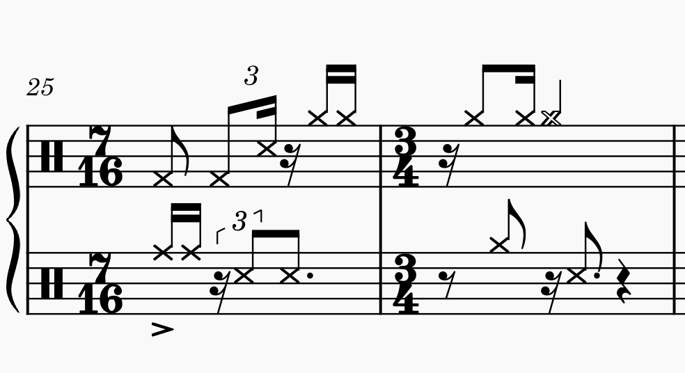 Any way to do crossstaff beaming for an unpitched percussion grand